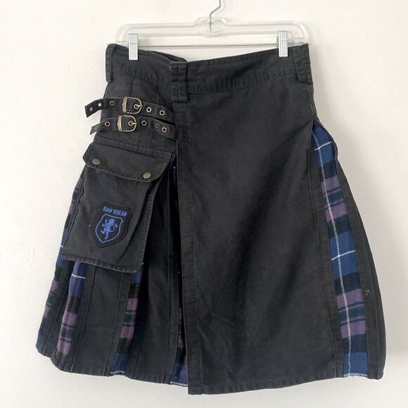 DSS Kilts - Black Kilt Blue & Purple Plat waist size 34 Punk Street Festival - Picture 1 of 12